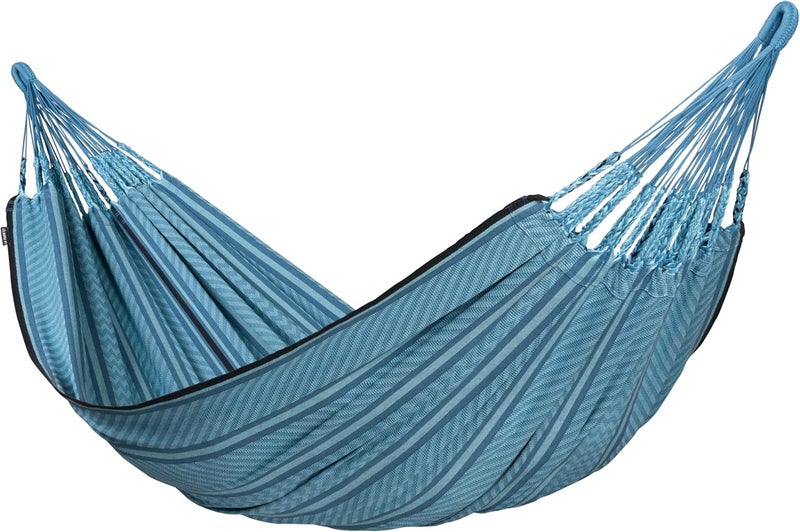 LA SIESTA Flora Double Organic Cotton Classic Swing Hammock (Size L - 160 cm) (Blue zebra) - Image 1